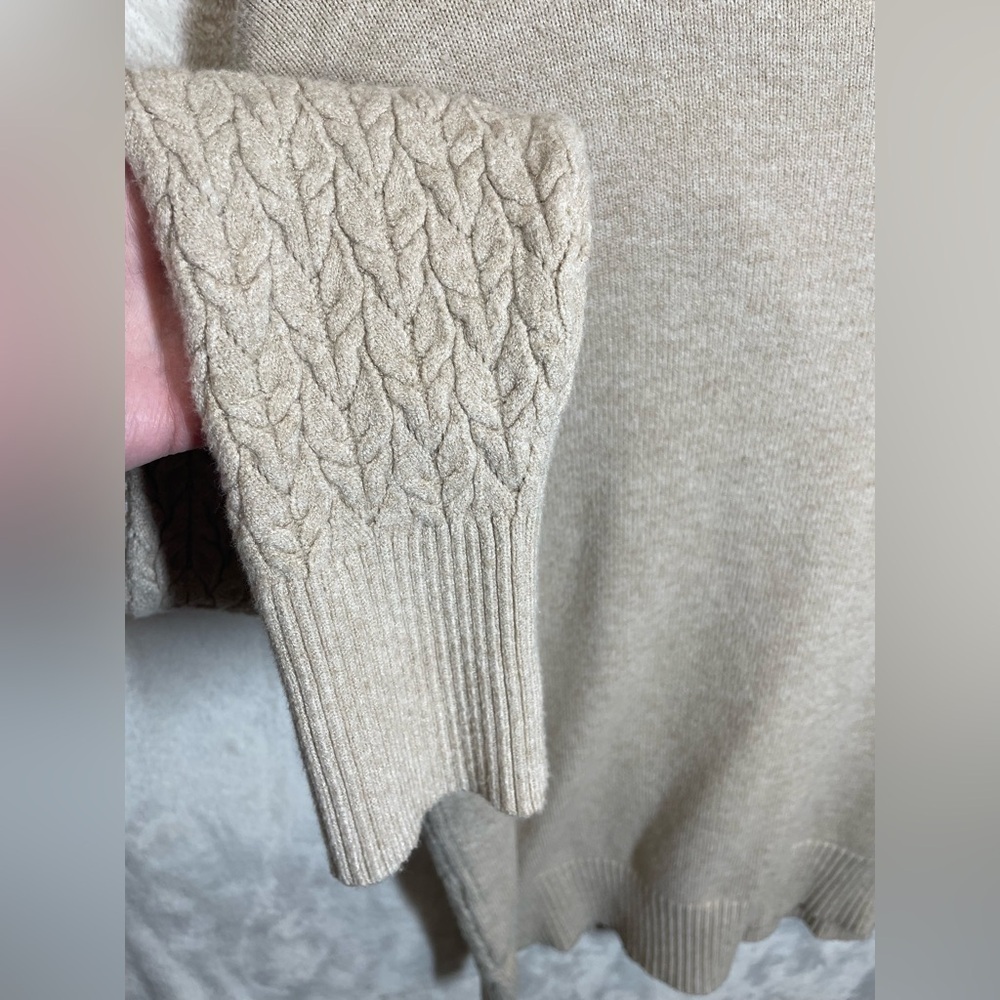 Aaeda women’s crewneck cableknit sweater neutral tan women’s XL - Picture 5 of 8